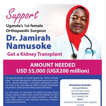 Jinja Hospital’s lone orthopaedic surgeon appeals for Shs200m for life-saving kidney transplant
